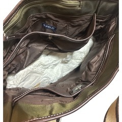 【新品未使用】カーキ×ブラウン ハンドバッグ
の画像