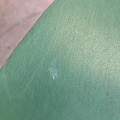 A2510-415 IKEA KYRRE スツール 3本脚 曲げ脚 三角形 グリーン キズ汚れ有りの画像