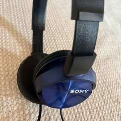 SONY 有線ヘッドホン 折り畳み 伸縮 紺×青 メタリックブルーの画像