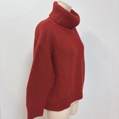 グローバルワーク　タートルネックニットセーター　赤　【Ｍ】　ゆったりシルエット の画像
