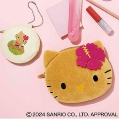 【新品】Sweet 付録 日焼けハローキティ 顔型ポーチ & バッグポーチチャームの画像