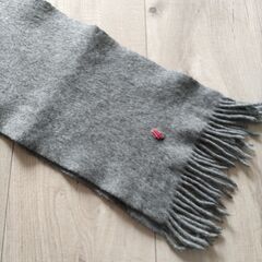 カシミア　ラムウールマフラー　グレー　USED　洗濯済　子供　学生　大人　男女兼用の画像