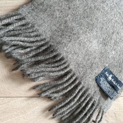 カシミア　ラムウールマフラー　グレー　USED　洗濯済　子供　学生　大人　男女兼用の画像