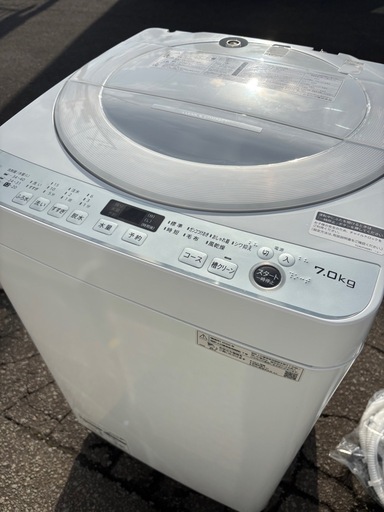 SHARP シャープ 7.0kg 全自動洗濯機 ES-GE7F-W 2022年製 ステンレス穴なし槽