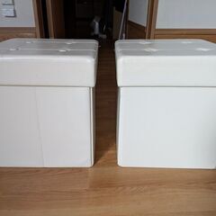 ＊引き取り限定　山善 スツール　収納ボックス　 ホワイト　２個セットの画像