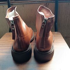 新品 22.5cm レディース ブーツ ブラウン 厚底 シューズ ショートブーツ【B076-Z】の画像