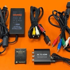 【正常動作品】Play Station 2 slim 本体 ＋ HDMI変換アダプター ＋ ソフト2本の画像