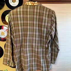 ブラウン系チェック テーラードジャケット リメイク一点物の画像