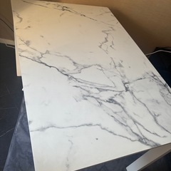 大理石調 ダイニングテーブル＆ベンチシートセット ホワイトの画像