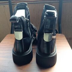 新品 22cm レディース ブーツ ブラック 厚底 シューズ ショートブーツ【B080-Z】の画像