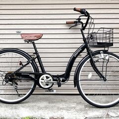 GRAPHIS ２６インチ 折りたたみシティサイクル 6段変速 GR-CITY-OT-26BK　自転車の画像