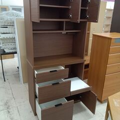 リユースのサカイ栃木店★ジモティ割あり★ NITORI 食器棚 ブラウン W88.5×D41.5×H180.5 クリーニング済み TC11346の画像