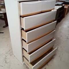 リユースのサカイ栃木店★ジモティ割あり★  タンス ホワイト×ベージュ W80×D46×H133.5 クリーニング済み TC11347の画像