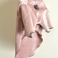 犬服　秋冬　ベロア　ベルベット　ピンク リボン　フリル　長袖　女の子　かわいい　の画像