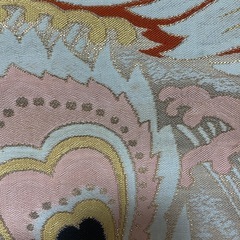 名古屋帯　金糸　孔雀の羽模様の画像