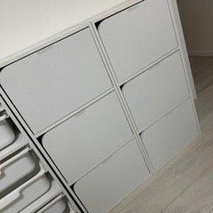 終了【カラーボックス白】引き出し扉付き4個セットの画像