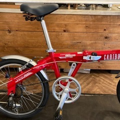 【SALE！10月末まで防犯登録無料！前後タイヤ・チューブ新品！】アルミフレーム　6段変速　20インチ折りたたみ自転車　レッドの画像