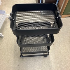 A2510-428 キッチンワゴン 3段 ブラック キャスター付き  キズ汚れ有りの画像