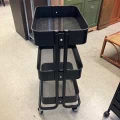 A2510-428 キッチンワゴン 3段 ブラック キャスター付き  キズ汚れ有りの画像