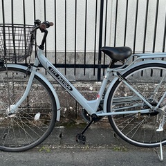 ＜整備済＞27インチ・シティサイクル・大型カゴ・LEDオートライト・シマノ6段変速・グレーの画像
