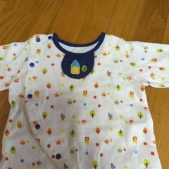 【60】お家とキノコ柄の長袖ロンパースの画像