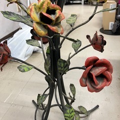 ロ 2510-706 アンティーク風 ガラステーブル バラモチーフ キズ 汚れありの画像