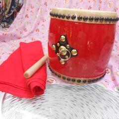 9.500円　特価小太鼓18cm撥サージ/モス布付き　エイサーで楽しくの画像