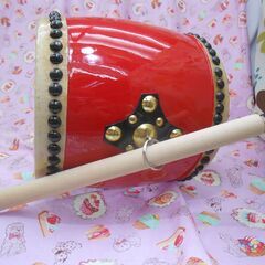 9.500円　特価小太鼓18cm撥サージ/モス布付き　エイサーで楽しくの画像