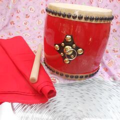 9.500円　特価小太鼓18cm撥サージ/モス布付き　エイサーで楽しくの画像