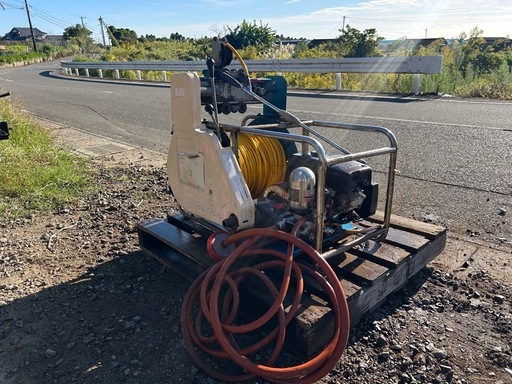 丸山　セット動噴 自動整列巻取 MS410 三菱GM182 6馬力 　動力噴霧器 散布機 噴霧 消毒 高圧洗浄　吸水排水ホース　噴霧ノズル　ガン付き　自動巻取り　宮崎　簡易始動動画あり