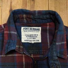 サイズ120前後　pony go round 長袖ネルシャツ　ファスナー　チェックの画像