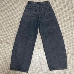 GU バレルレッグジーンズ　ワイドレッグデニム ダークブルー　Ｓの画像