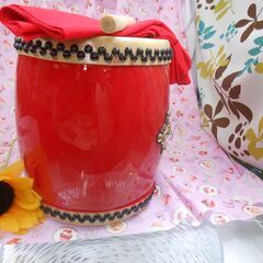 12.800円　小太鼓24cm撥サージ/モス布付き　エイサーへ行こうの画像