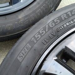 夏 ホンダ純正 N-BOX【富山】14インチ Nワゴン N-ONE ホンダ 軽自動車 Nボックス NBOX カスタム 夏 155/65R14　中古4本 替黒色の画像