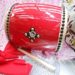 17.500円　エイサー大太鼓30cm　サージ/モス布と撥付き　の画像