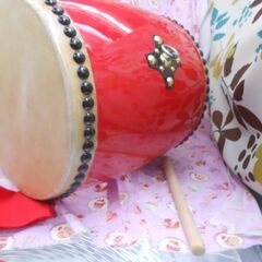 17.500円　エイサー大太鼓30cm　サージ/モス布と撥付き　の画像