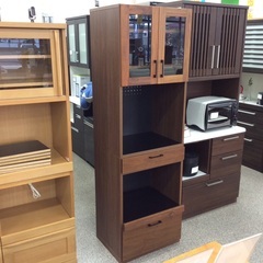 【レグナテックのメリッサシリーズ】キッチンボード レグナテック　メリッサ レンジボード 食器棚 カップボード  幅59cm：木目ブラウン ＞ の画像