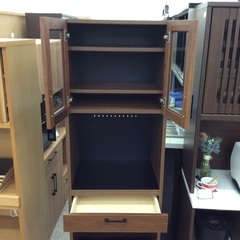 【レグナテックのメリッサシリーズ】キッチンボード レグナテック　メリッサ レンジボード 食器棚 カップボード  幅59cm：木目ブラウン ＞ の画像