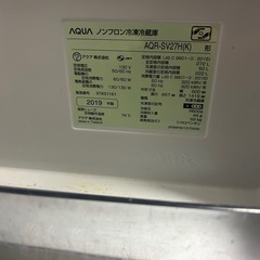 アクア　冷蔵庫　2019年式　埼玉県川口市から無料配達、設置の画像