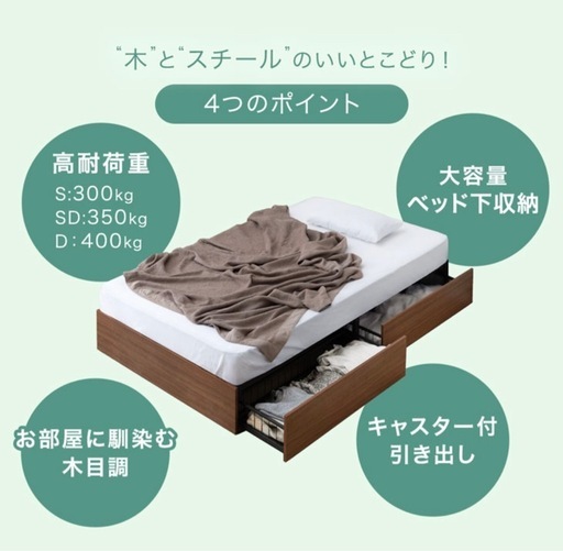 【新品未開封】収納付きベッドフレーム