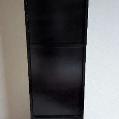 鎌倉彫大型スタンドミラー 黒木製キャスター付の画像