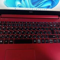 使用感有りません。美品です。Ryzen 7   Windows11 最新バージョン25H2   NEC LAVIE カームレッド PC-NS600MAR メモリ8GB SSD256GB　DVD-RW Webカメラ搭載の画像