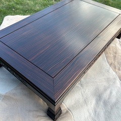 ꧁高級和家具꧂縞黒檀座卓 食卓机 唐木 リビング ダイニング テーブル の画像