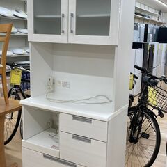 A-402★ジモティ割引あり★【リユースのサカイ野々市店】食器棚　白　(幅)80cm×(奥行き)42cm×(高さ)200cm ※クリーニング済みの画像