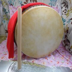 27.500円Nエイサー大太鼓39cm　 サージ/モス布　撥付きの画像