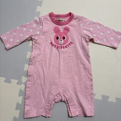 70サイズ２点ミキハウス，ホットビスケット・ロンパースの画像