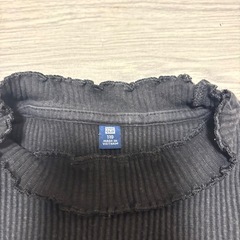 【UNIQLO KIDS】リブメロウトップス ブラック 110サイズ 平置き38の画像