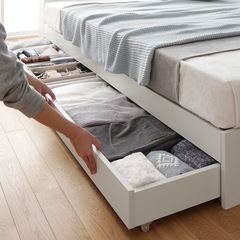 RASIK シングルベットフレーム 白　引き出し収納付き　　の画像