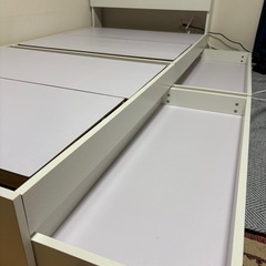 RASIK シングルベットフレーム 白　引き出し収納付き　　の画像