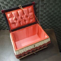 レトロ 裁縫箱 ソーイングボックス バスケット カゴ オブジェ 内蓋無し コレクション 札幌市 東区 新道東店の画像